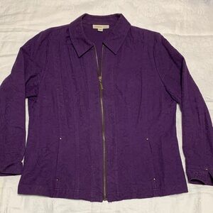 Coldwater Creek Rich Purple Embossed Denim Jacket